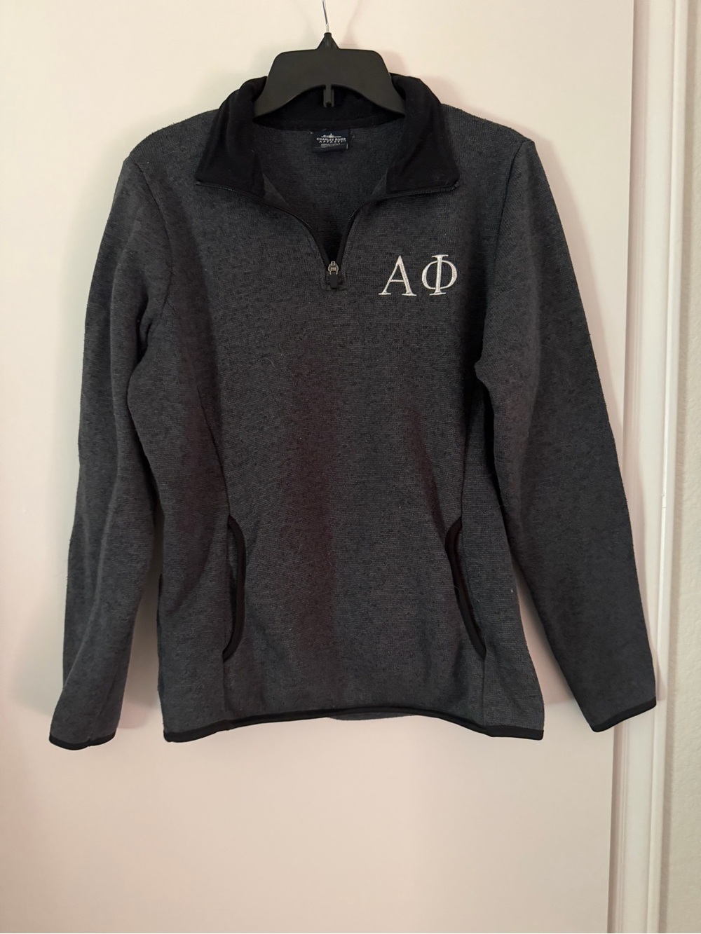 Alpha Phi Charles River Apparel Quarter Zip Fleece Pullover Women’s L Dark Gray